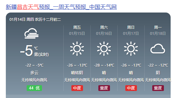 昌吉最新天气预报通知